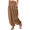 imageCHARTOU Summer Wide Leg Sweatpants Women Palazzo Pants Loose Elastic Waist Lounge Slacks Beach Pants with PocketsBrown