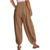 imageCHARTOU Summer Wide Leg Sweatpants Women Palazzo Pants Loose Elastic Waist Lounge Slacks Beach Pants with PocketsBrown