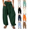 imageCHARTOU Summer Wide Leg Sweatpants Women Palazzo Pants Loose Elastic Waist Lounge Slacks Beach Pants with PocketsCoral