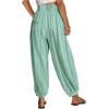 imageCHARTOU Summer Wide Leg Sweatpants Women Palazzo Pants Loose Elastic Waist Lounge Slacks Beach Pants with PocketsLight Green
