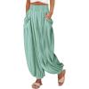 imageCHARTOU Summer Wide Leg Sweatpants Women Palazzo Pants Loose Elastic Waist Lounge Slacks Beach Pants with PocketsLight Green