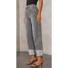 imageCHARTOU Wide Leg Cropped Jeans for Women High Waist Boyfriends Rolled Up Cuffed Denim PantsGrey