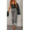 imageCHARTOU Wide Leg Cropped Jeans for Women High Waist Boyfriends Rolled Up Cuffed Denim PantsGrey
