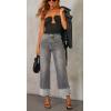 imageCHARTOU Wide Leg Cropped Jeans for Women High Waist Boyfriends Rolled Up Cuffed Denim PantsGrey