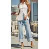 imageCHARTOU Wide Leg Cropped Jeans for Women High Waist Boyfriends Rolled Up Cuffed Denim PantsLight Blue