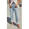 imageCHARTOU Wide Leg Cropped Jeans for Women High Waist Boyfriends Rolled Up Cuffed Denim PantsLight Blue