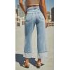 imageCHARTOU Wide Leg Cropped Jeans for Women High Waist Boyfriends Rolled Up Cuffed Denim PantsLight Blue