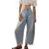 imageCHARTOU Women Barrel Jeans Distressed Boyfriend Baggy Jeans High Waist Wide Leg Jeans Y2k Ripped Harem PantsLight Blue