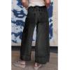 imageCHARTOU Women Barrel Wide Leg Jeans Baggy Drawstring Elastic Waist Denim Pants Distressed Cuffed SweatpantsBlack