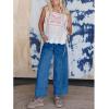 imageCHARTOU Women Barrel Wide Leg Jeans Baggy Drawstring Elastic Waist Denim Pants Distressed Cuffed SweatpantsBlue