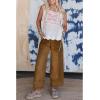 imageCHARTOU Women Barrel Wide Leg Jeans Baggy Drawstring Elastic Waist Denim Pants Distressed Cuffed SweatpantsBrown