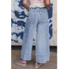 imageCHARTOU Women Barrel Wide Leg Jeans Baggy Drawstring Elastic Waist Denim Pants Distressed Cuffed SweatpantsLight Blue