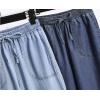 imageCHARTOU Women Elastic Waist Denim Jean Tencel Pants Pull On Wide Leg Jeans Baggy Palazzo Pants LightweightLight Blue