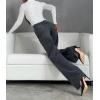 imageCHARTOU Women Leopard Straight Long Denim Pants High Waist Wide Leg Baggy Jeans with PocketsGrey
