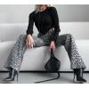 imageCHARTOU Women Leopard Straight Long Denim Pants High Waist Wide Leg Baggy Jeans with PocketsLeopard