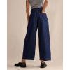 imageCHARTOU Womens Button Up Baggy Jeans Casual Straight Wide Leg Denim Pants Pleated High Rise Cropped JeansDark Blue