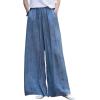imageCHARTOU Womens Casual Tencel Wide Leg Lounge Pants Yoga Beach Flowy Palazzo with PocketsBlue