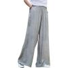 imageCHARTOU Womens Casual Tencel Wide Leg Lounge Pants Yoga Beach Flowy Palazzo with PocketsGrey