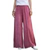 imageCHARTOU Womens Casual Tencel Wide Leg Lounge Pants Yoga Beach Flowy Palazzo with PocketsRed