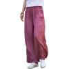 imageCHARTOU Womens Casual Tencel Wide Leg Lounge Pants Yoga Beach Flowy Palazzo with PocketsRed