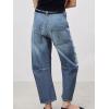 imageCHARTOU Womens Cropped Mid Rise Barrel Jeans Pants Baggy Horseshoe Boyfriend Denim Pants Cargo Y2k JeansBlue