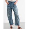 imageCHARTOU Womens Cropped Mid Rise Barrel Jeans Pants Baggy Horseshoe Boyfriend Denim Pants Cargo Y2k JeansLight Blue