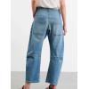 imageCHARTOU Womens Cropped Mid Rise Barrel Jeans Pants Baggy Horseshoe Boyfriend Denim Pants Cargo Y2k JeansLight Blue