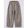 imageCHARTOU Womens Leopard Baggy Jeans Drawstring High Waist Cheetah Denim Wide Leg Pants with PocketsKhaki