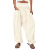 imageCHARTOU Summer Wide Leg Sweatpants Women Palazzo Pants Loose Elastic Waist Lounge Slacks Beach Pants with PocketsLight Yellow