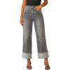 imageCHARTOU Wide Leg Cropped Jeans for Women High Waist Boyfriends Rolled Up Cuffed Denim PantsGrey