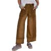 imageCHARTOU Women Barrel Wide Leg Jeans Baggy Drawstring Elastic Waist Denim Pants Distressed Cuffed SweatpantsBrown