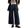 imageCHARTOU Womens Button Up Baggy Jeans Casual Straight Wide Leg Denim Pants Pleated High Rise Cropped JeansRetro Blue