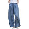 imageCHARTOU Womens Casual Tencel Wide Leg Lounge Pants Yoga Beach Flowy Palazzo with PocketsBlue