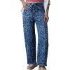 imageCHARTOU Womens Leopard Baggy Jeans Drawstring High Waist Cheetah Denim Wide Leg Pants with PocketsBlue