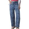 imageCHARTOU Womens Leopard Baggy Jeans Drawstring High Waist Cheetah Denim Wide Leg Pants with PocketsDark Blue