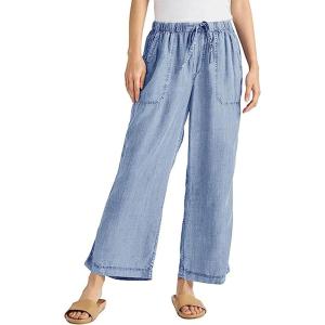 imageCHARTOU Women Elastic Waist Denim Jean Tencel Pants Pull On Wide Leg Jeans Baggy Palazzo Pants LightweightLight Blue