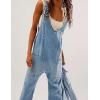 imageCHARTOU Loose Denim Jumpsuit for Women Casual Jean Overalls Baggy Cargo Jumpsuit Sleeveless Bib Overalls PocketsLight Blue