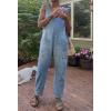 imageCHARTOU Loose Denim Jumpsuit for Women Casual Jean Overalls Baggy Cargo Jumpsuit Sleeveless Bib Overalls PocketsLight Blue