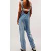 imageCHARTOU Loose Denim Jumpsuit for Women Casual Jean Overalls Baggy Cargo Jumpsuit Sleeveless Bib Overalls PocketsLight Blue