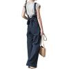 imageCHARTOU Women Casual Wide Leg Denim Jean Jumpsuit Button Overalls Long Romper Dungarees Tie Knot OutfitBlack
