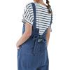 imageCHARTOU Women Casual Wide Leg Denim Jean Jumpsuit Button Overalls Long Romper Dungarees Tie Knot OutfitBlue
