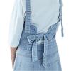 imageCHARTOU Women Casual Wide Leg Denim Jean Jumpsuit Button Overalls Long Romper Dungarees Tie Knot OutfitLight Blue