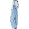 imageCHARTOU Women Casual Wide Leg Denim Jean Jumpsuit Button Overalls Long Romper Dungarees Tie Knot OutfitLight Blue