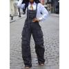 imageCHARTOU Women Denim Bib Overall Cargo Jean Jumpsuit Baggy Utility Romper Loose Fit Suspender Overalls PocketsBlack