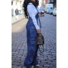 imageCHARTOU Women Denim Bib Overall Cargo Jean Jumpsuit Baggy Utility Romper Loose Fit Suspender Overalls PocketsBlue