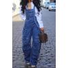 imageCHARTOU Women Denim Bib Overall Cargo Jean Jumpsuit Baggy Utility Romper Loose Fit Suspender Overalls PocketsBlue