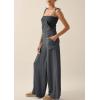imageCHARTOU Women Jean Jumpsuit Sets Smocked Tubes Tie Knot Spaghetti Strap Denim Romper Overalls Baggy PantsDark Grey