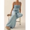 imageCHARTOU Women Jean Jumpsuit Sets Smocked Tubes Tie Knot Spaghetti Strap Denim Romper Overalls Baggy PantsLight Blue