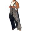 imageCHARTOU Women Loose Denim Overalls Jean Jumpsuit Suspender Straps Bib Overall Utility Romper Cargo Jumpsuit PocketsGrey