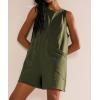 imageCHARTOU Women Sleeveless Loose Bib Romper Summer Overalls Shorts Jumpsuit Flared Beach Tank Onesie with PocketsArmy Green